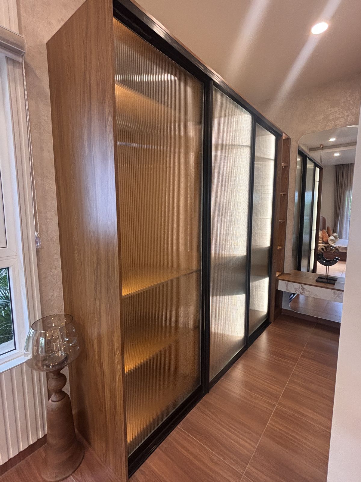 Reeded glass sliding wardrobe, Wood & Co. Interiors