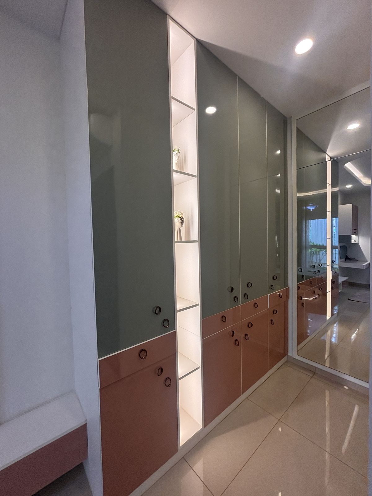 Sage and terracotta wardrobe, Wood & Co. Interiors